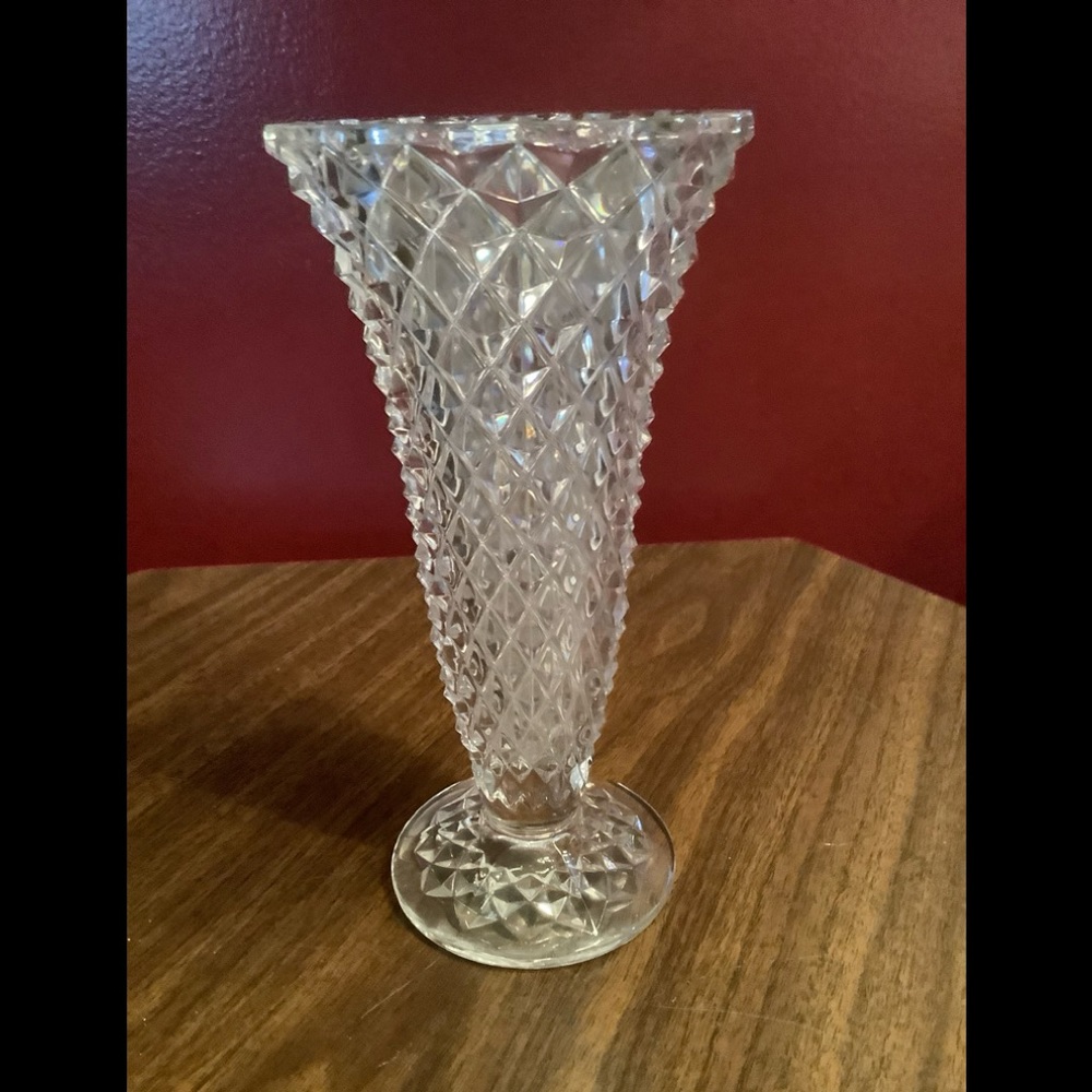 Vintage Princess House lead crystal diamond point vase 1970s